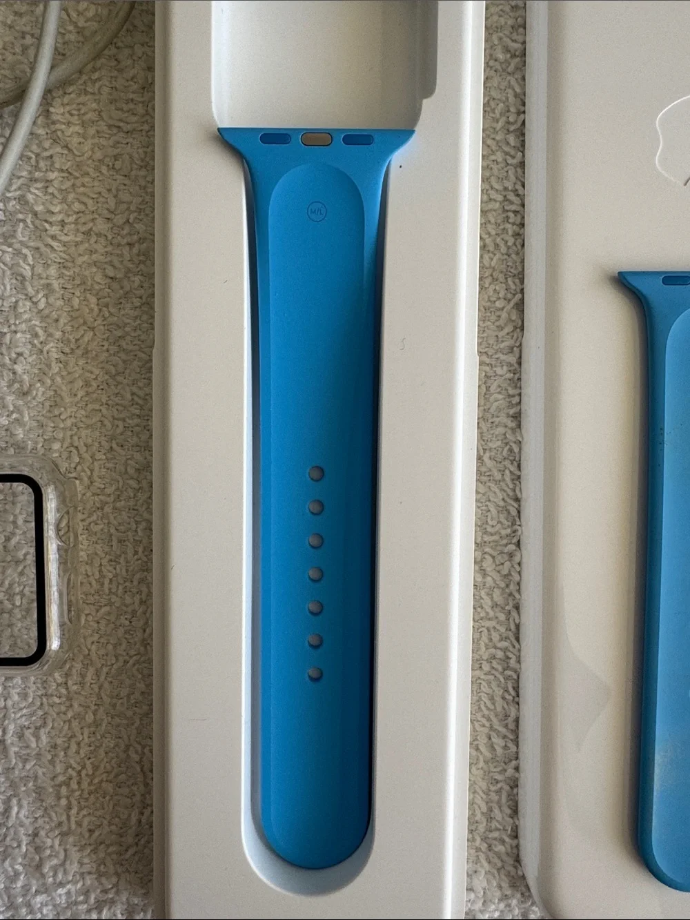 Apple Watch Series 3 with Bright Blue Sport Band Magnetic Charger and Case